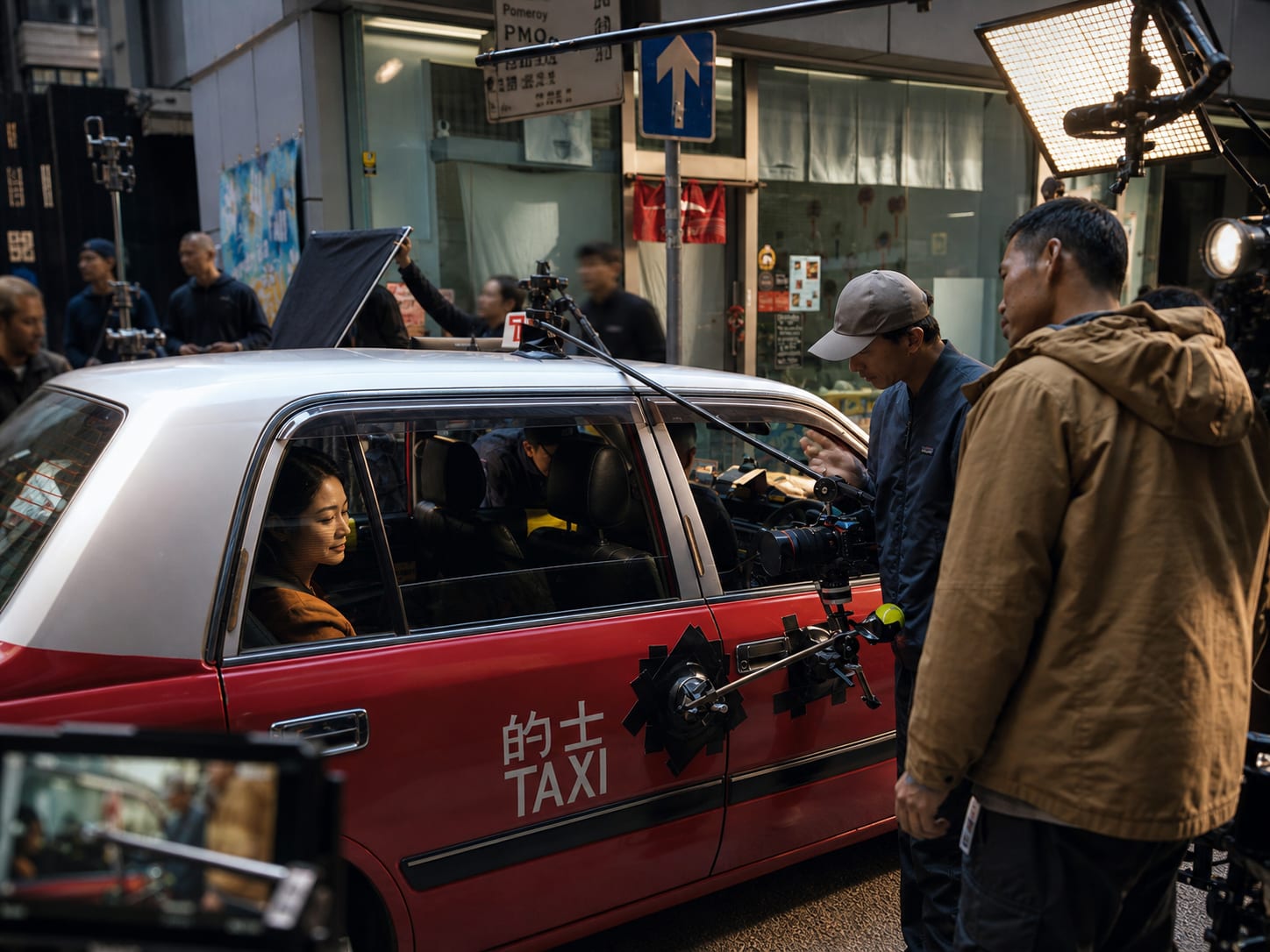 Film crew working on a Hong Kong street production.